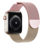 Milanese metallband med magnet, passar Apple Watch-band iWatch serier 9 3 6 5 SE 7 8 Ultra 2 Pink Rose Gold 42mm/44mm/45mm/49mm