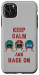 Coque pour iPhone 11 Pro Max Casque rétro vintage, Go Kart Car Racing, Keep Calm & Race On