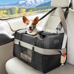 PETSFIT Small Dog Travel Carrier, Large Cat Carrier with Patented Buckle and Soft Padding, Soft-sided Pet Carrier for Puppy, Ideal for Car Road Trips Up to 20 Lbs Black