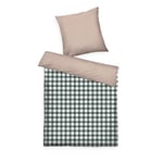 Herding Tom Tailor Draps de lit en Flanelle, 80x80 cm + 155x220 cm, 100% Coton/Flanelle, avec Motif réversible et Fermeture éclair colorée, Classic Check Vert, Marron (Forest & Rusty Red)