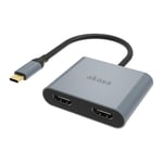 Akasa AK-CBCA26-18BK USB Type-C to Dual HDMI MST Adapter, 4K@60Hz Single Output,