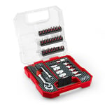 Original Einhell L-CASE 37 pcs. set d'embouts et de cliquets (embouts de 25 mm, cliquet, porte-embouts à changement rapide, clé à douille, adaptateur, rallonge de douille, boîte de rangement incluse)