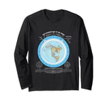 Gleason Flat Earth Map, Blue Flat Earth Map, Flat Earth Long Sleeve T-Shirt