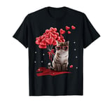 Funny Siamese Heart Valentines Day Cat Dad Mom Gift T-Shirt