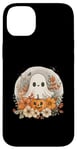 Coque pour iPhone 14 Plus Costume de fantôme de citrouille et de fleur bohème mignon pour Halloween