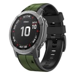 För Garmin Fenix 6 Pro 22 mm silikon watch i två färger Amygreen-Black