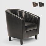 Ahd Amazing Home Design - Fauteuil club en similicuir salon bureau salle d'attente design classique Seashell Couleur: Noir