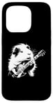 Coque pour iPhone 15 Pro Cochon d'Inde jouant de la guitare électrique Rock Star Guitarist