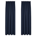 Deconovo Lot de 2 Rideaux Occultants avec Galon Fronceur Rideau Grande Largeur pour Fenetre Isolant Thermique Anti Froid 140x200cm Bleu Marine