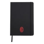 AC Milan - Carnet A5 Noir Crest Monochrome - avec Couverture Rigide en PU. 192 Pages. Fermeture avec élastique et Marque Page Assortie. - pour Tous Les Fans Rossoneri - Produit Officiel AC Milan