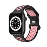 Fabstrap Compatible with Apple Watch Band 44mm 42mm 45mm, Replacement Strap Compatible with iWatch Series 7 (45mm) SE Series 6/5/4 (44mm) Series 3/2/1 (42mm) Black and Pink, GB-S8-BP-L