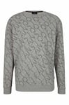 Joop! Jeans Sweatshirt Pour Homme - Sweater, Col Rond, Logo-Allover, Coton Gris S (Small)