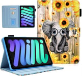 Coque Pour Ipad Mini 2024 (7¿¿Me G¿¿N¿¿Ration) / Ipad Mini 2021 (6¿¿Me G¿¿N¿¿Ration) 8,3 Pouces, Coque Ipad Mini 7¿¿Me/6¿¿Me G¿¿N¿¿Ration, ¿¿Tui ¿¿ Motifs Mignon Housse De Protection En Cuir Pu - ¿¿L¿¿Phant