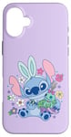 Coque pour iPhone 16 Plus Disney Lilo & Stitch Cute Easter Bunny Stitch and Scrump