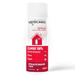 Vetocanis, Spray Insecticide Habitat, Efficacité Prouvée, Elimine 100% Puces, larves de Puces et Tiques, 250ml, Effet Immédiat, Dure jusqu'à 6 mois