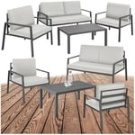 TecTake® Ensemble Salon de Jardin Exterieur 4 Personnes en Aluminium Canapé 2 Places 2 Fauteuil Salon et 1 Table de Jardin, Coussins Inclus, Mobilier de Jardin Amenagement Balcon Terrasse Veranda