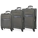 Roll Road Royce Set de Bagages Gris 55/66/76 cms Souple Polyester Serrure à combinaison 196L 4 roues Bagage à main