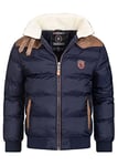 Geographical Norway Abramovitch Men - Manteau Chaud Fourrure Automne Hiver - Veste Chaude Homme Blouson Manches Longues Coupe Vent Parka Style - Cadeau Ideal Hommes (Marine 6XL)