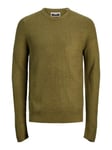 Bestseller A/S Men's Jcotwist Striped Knit Crew Neck Jumper, Olive Night/Detail:Twisted W. Olive Branch, L