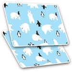 2 x Rectangle Stickers 7.5cm  - Blue Polar Bear Penguin Winter Ice  #44385