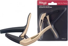 Stagg SCPX-CU CLWOOD Look Curved Trigger Acoustic Or Electric Guitar Capo