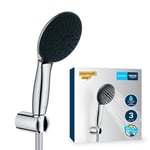 GROHE Vitalio Start 110 - Shower Set (Round 11 cm Hand Shower 3 Sprays: Rain, Jet & Massage, Anti-Limescale System, Shower Hose 1.75 m, Wall Holder), Easy to Fit with GROHE QuickGlue, Chrome, 26769001