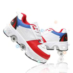 Deformation Roller Skates Double Row Invisible Wheel Automatic Walking Shoes 2 In 1 Adjustable Quad Roller Skates For Men And Women