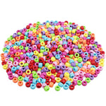 HUASUN Pony Beads 600pcs 9mm Colorful Craft Beads Small Acrylic Beads Loose Beads Pearls Plastic Beads for Jewellery Making, Home Decor, Bracelet, Necklace, Keychain, Phone Strap