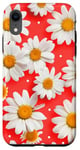 iPhone XR Red Daisy Flowers Polka Dot Floral Red White Daisy Polkadots Case