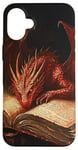 iPhone 16 Plus Aesthetic Gothic Red Dragon Reading Book Painting Bookish Case