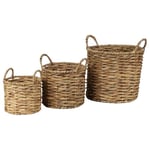 NATURAL LIVING " SET DE 3 PANIERS ALANUI" JACINTHE D'EAU D16XH18/D20XH21/D27XH29CM