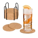 Relaxdays Dessous de Verre, Lot de 16, sous-Verres Ronds, 10 cm, pour Verres et Tasses, en liège, sous-Tasse, Nature