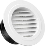 100mm Grille de Ventilation en Plastique Aeration Ronde avec Moustiquaire Grille pour Intérieur et Extérieur Entrées et Sorties d'air Murales et de Plafond