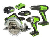 Greenworks 24V Drill Drive Saw 3 Piece 2.0/4.0Ah Kit in Tools & Hardware > Power Tools > Saws > Circular Saws