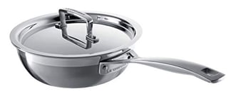 Le Creuset 3-Ply Stainless Steel Non-Stick Chef Pan with Lid, 24 x 8.5 cm , Silver, 96201424001000