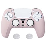 PlayVital Cherry Blossoms Pink Pure Series Anti-Slip Silicone Cover Skin for ps5 Controller, Soft Rubber Case for ps5 Wireless Controller with White Thumb Grip Caps