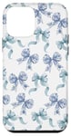 Coque pour iPhone 12 mini Nœuds en toile bleue et blanche pour femme