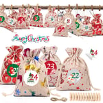 Advent Calendar Bags, Xmas Advent Calendars Make Your Own, DIY Advent Bags with 1-24 Stickers, Small Gift Bags to Fill, 2021 Christmas Countdown Burlap Bags, Tree Hanging Hessian Sacks with Drawstring