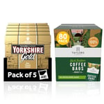 Bundle of Yorkshire Tea Gold, (Total 400 Teabags) + Taylors of Harrogate Rich Italian Ground Coffee Bags, (80 Enveloped Bags) - Perfect for the Office