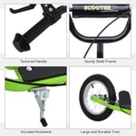 Teen Kids Stunt Scooter w/ Adjustable Handlebar, 12 Inch Rubber Tyres, Green