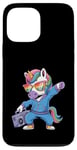 Coque pour iPhone 13 Pro Max Licorne dans les années 80 avec enregistreur cassette