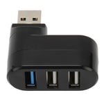 90 astetta kääntyvä USB-keskitin 3-porttinen Plug and Play tukee Hot Swap 180 astetta kääntyvää USB-keskitintä pöytätietokoneelle musta