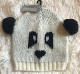 Double Pom Pom Bear Hat Beanie Animal Hat Headgear One Size Panda White Black