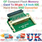 CF Compact Flash Memory Card To 50 pin 1.8 Inch IDE Hard Drive SSD Converter New