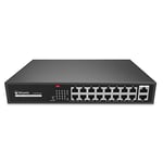 Atlantis Switch 18 Ports 10/100Mbps 16 Ports poe jusqu'à 200W, Chaque Port jusqu'à 30W, Desktop et Rack, Alimentation Interne, boîtier en métal, A02-G18P16-200W, Longue Distance, jusqu'à 250m, Mode A