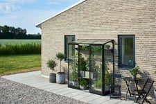 Halls Drivhus Qube Lean-to Herdet Glass Sort 1,2 m²