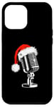 Coque pour iPhone 12 Pro Max Bonnet de Père Noël avec microphone - Style vintage - Karaoké - Amoureux de Noël