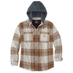 Carhartt Mens Flannel Sherpa Lined Hooded Shirt Jacket - Brown - Size Large