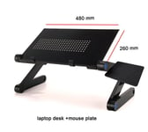 Plateau de bureau Portable ergonomique en aluminium réglable pour lit,support de Table PC pour ordinateur Portable avec tapis de souris - Type Style 1 black 48cm