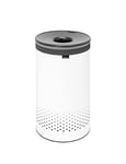 Brabantia - Corbeille à Linge - Mains Libres Couvercle en Plastique - Portable Sac à Linge - L'ouverture Quick-Drop - Corbeille avec des Orifices de Ventilation - Pas de Rayures - Blanc - 60 L